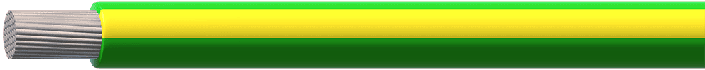Green and yellow Panel Flex 110°C single core single insulated earth cable with exposed stranded conductor